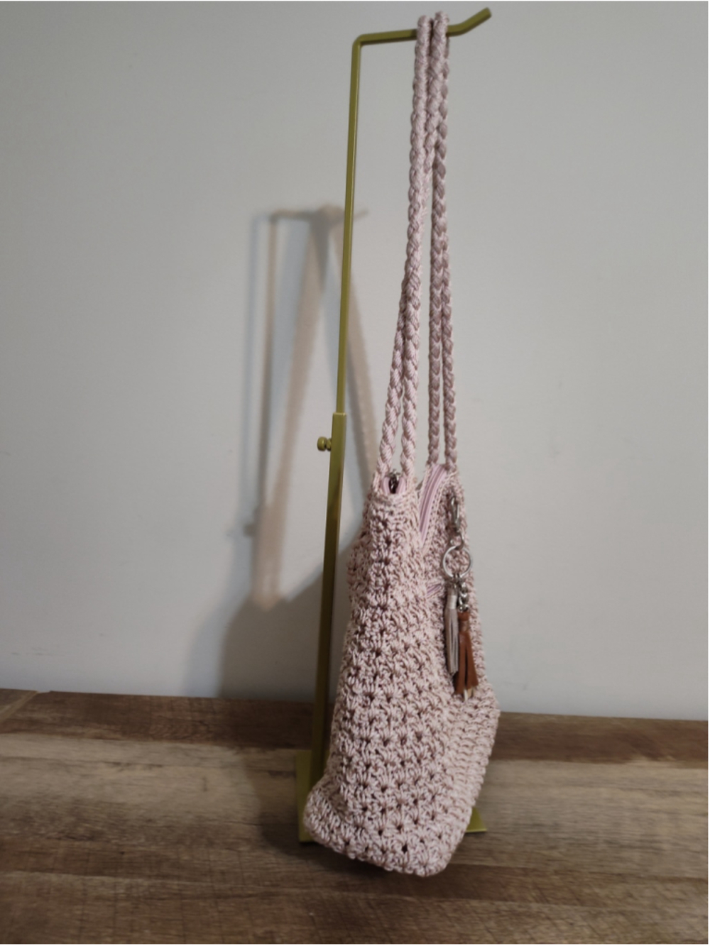 Women's The Sak Crochet Shoulder Bag One Size Pink Brown - Picture 6 of 13